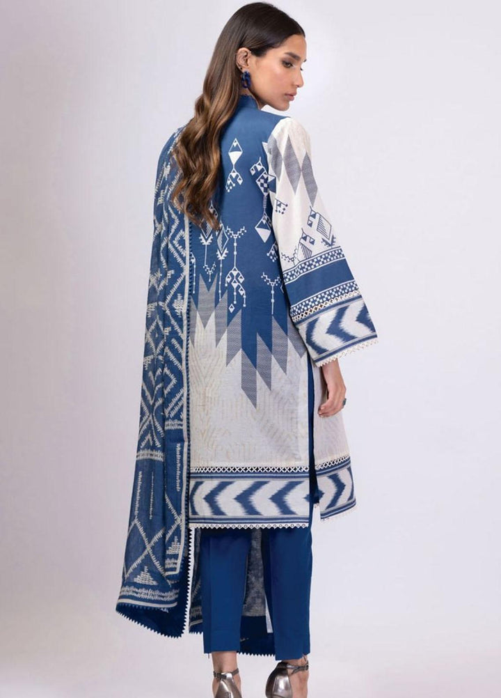 Al Karam Printed Lawn Suits Unstitched 3 Piece AK22S SS-16-22 Blue - Summer Collection