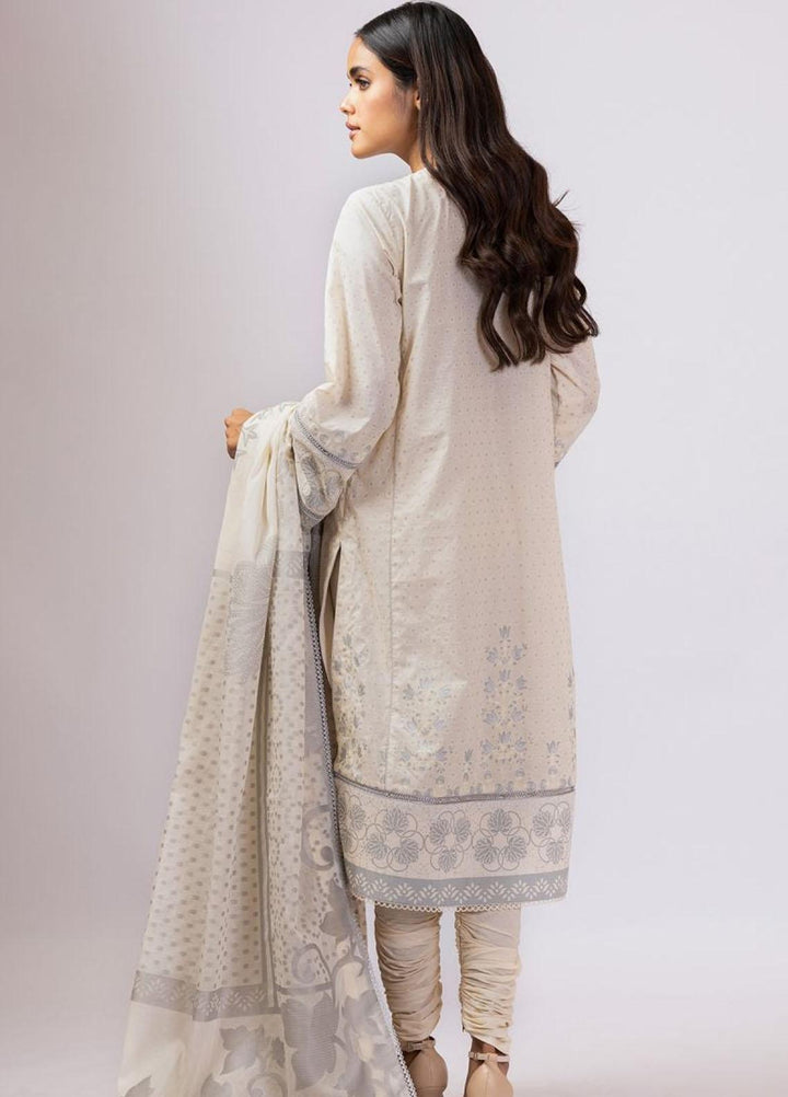 Al Karam Printed Lawn Suits Unstitched 3 Piece AK22S SS-17-22 Cream - Summer Collection