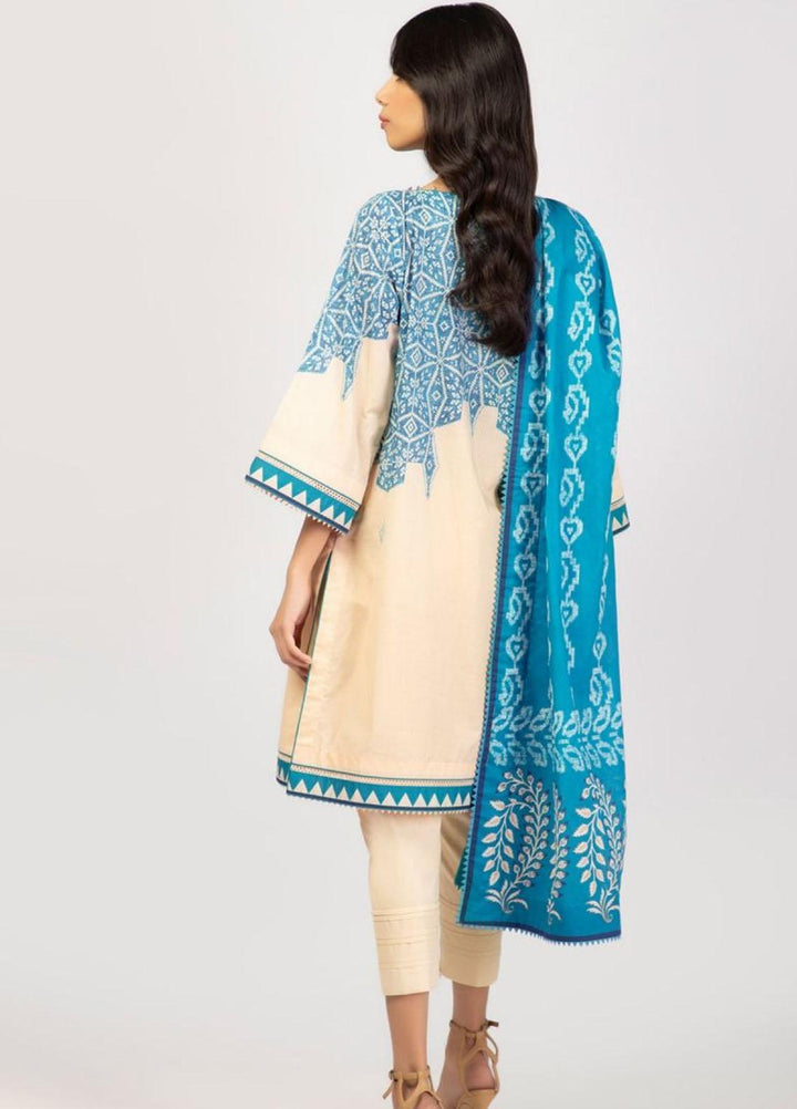 Al Karam Printed Lawn Suits Unstitched 3 Piece AK22S SS-20-22 Blue - Summer Collection