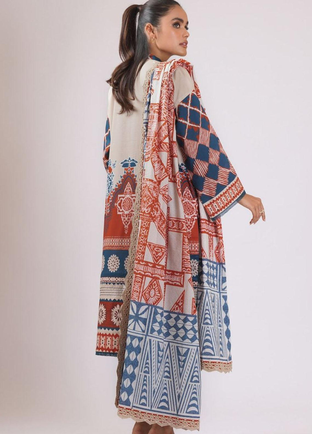 Al Karam Printed Lawn Suits Unstitched 3 Piece AK22S SS-21-22 Cream - Summer Collection