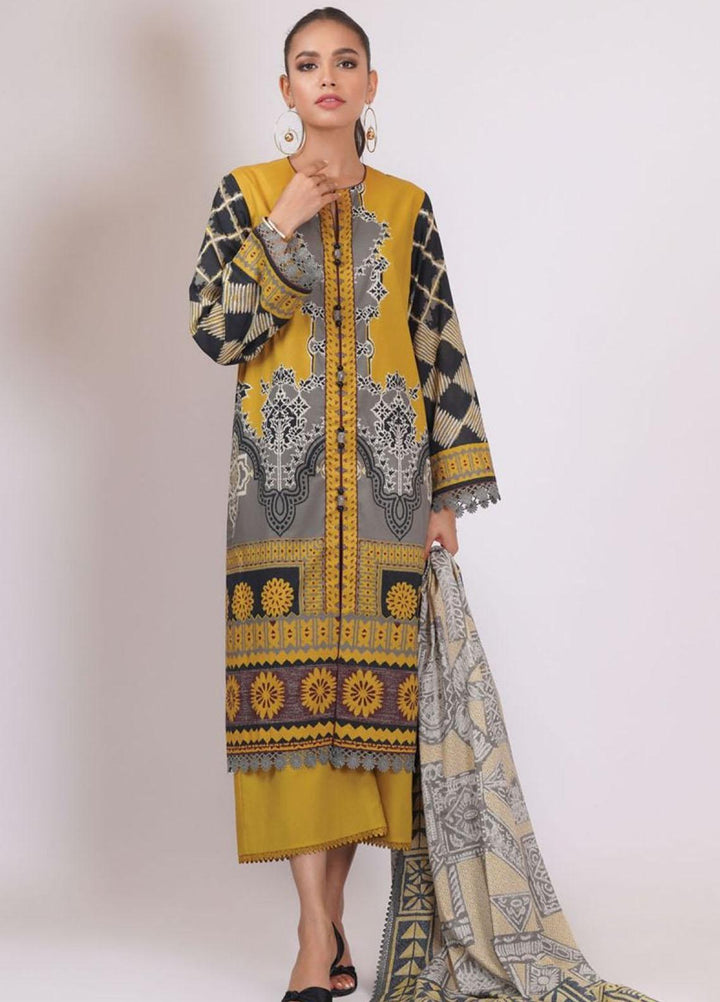 Al Karam Printed Lawn Suits Unstitched 3 Piece AK22S SS-21-22 Green - Summer Collection