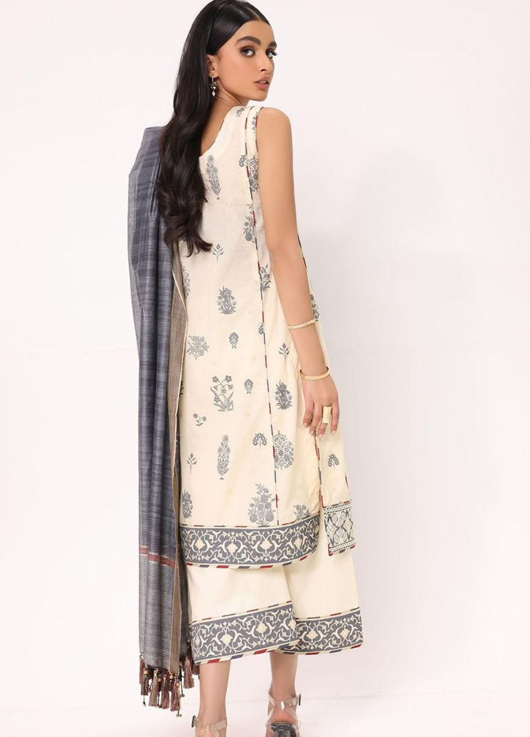 Al Karam Embroidered Lawn Suits Unstitched 3 Piece AK22S SS-21.1-22 Beige - Summer Collection