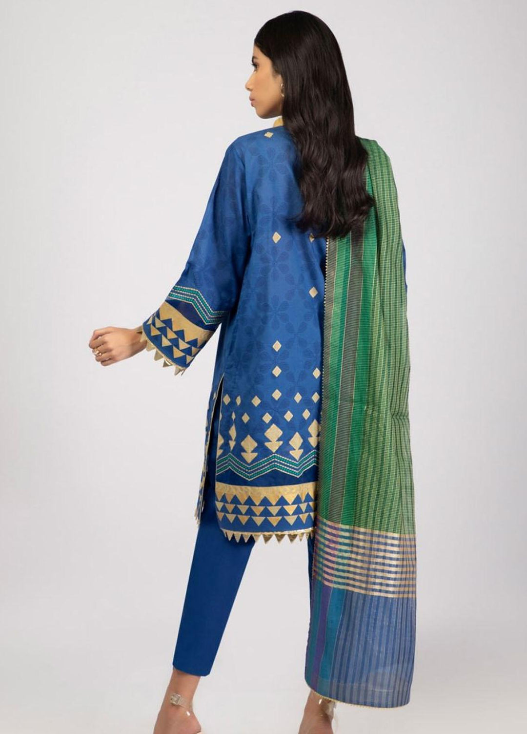 Al Karam Embroidered Lawn Suits Unstitched 3 Piece AK22S SS-22.1-22 Blue - Summer Collection
