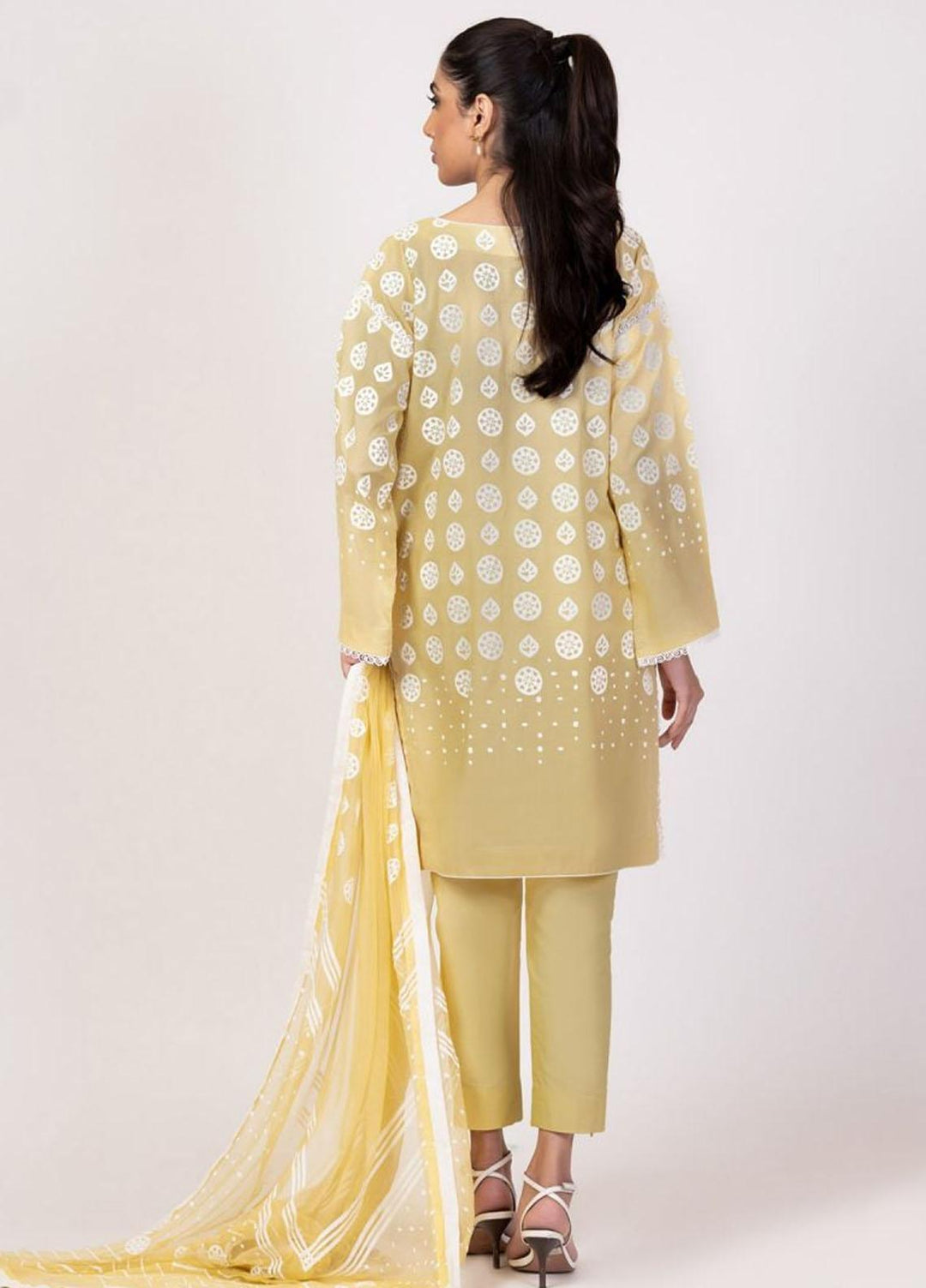 Al Karam Printed Lawn Suits Unstitched 3 Piece AK22S SS-24-22 Yellow - Summer Collection
