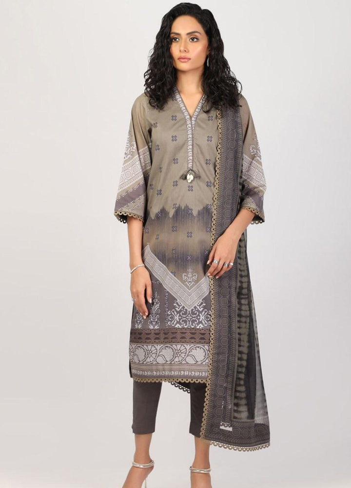 Al Karam Printed Lawn Suits Unstitched 3 Piece AK22S SS-25-22 Beige - Summer Collection