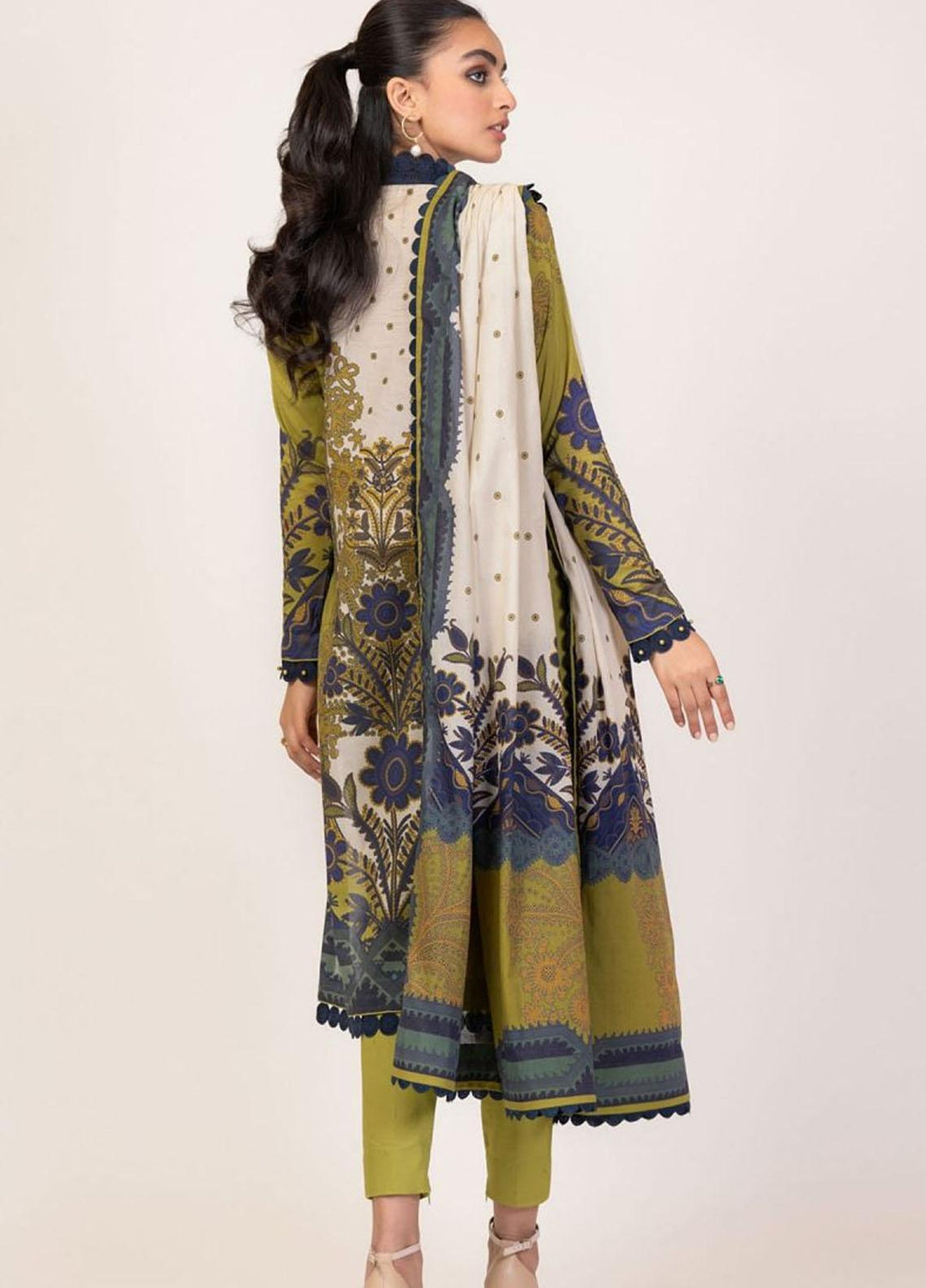 Al Karam Embroidered Lawn Suits Unstitched 3 Piece AK22S SS-27-22-Lime Green - Summer Collection