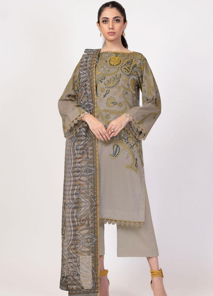 Al Karam Printed Lawn Suits Unstitched 3 Piece AK22S SS-28-22 Grey - Summer Collection