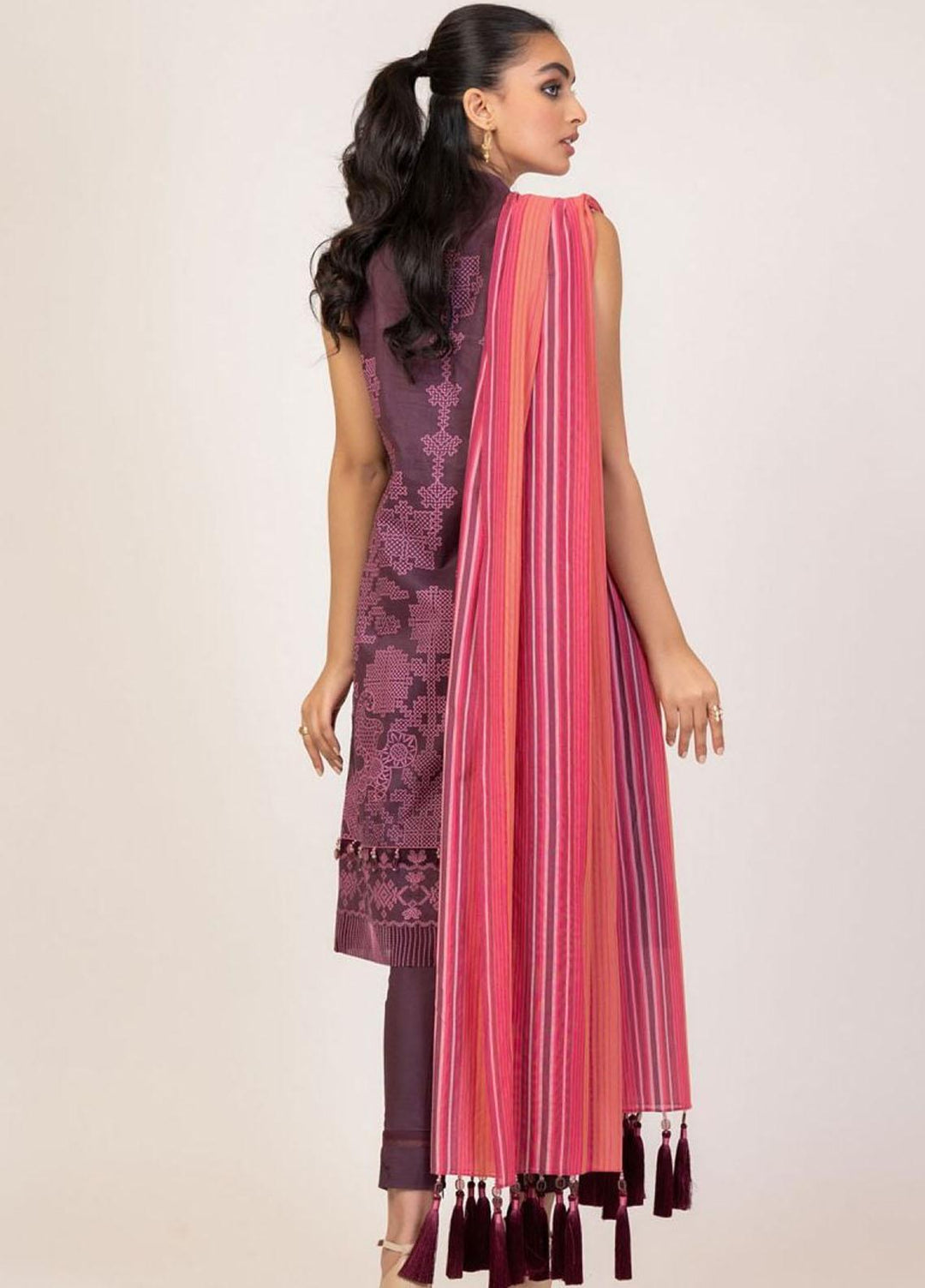 Al Karam Printed Lawn Suits Unstitched 3 Piece AK22S SS-29-22 Purple - Summer Collection