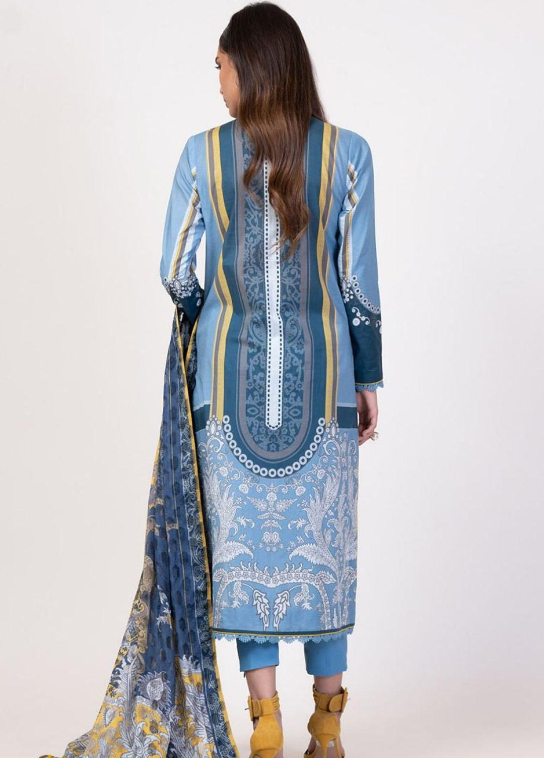 Al Karam Printed Lawn Suits Unstitched 3 Piece AK22S SS-30.1-22 Blue - Summer Collection
