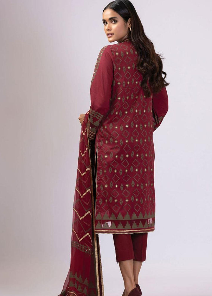 Al Karam Printed Lawn Suits Unstitched 3 Piece AK22S SS-31-22 Red - Summer Collection