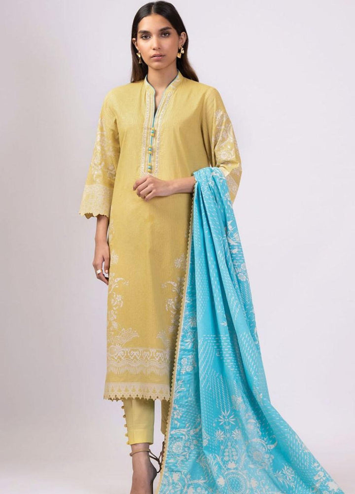 Al Karam Embroidered Lawn Suits Unstitched 3 Piece AK22S SS-31.1-22 Yellow - Summer Collection