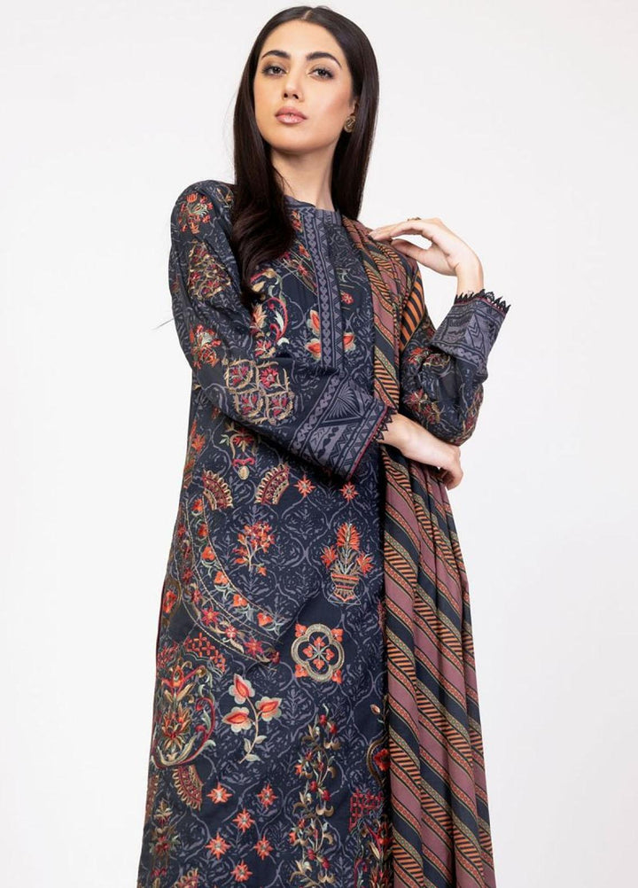 Al Karam Embroidered Lawn Suits Unstitched 3 Piece AK22S SS-32.1-22 Black - Summer Collection