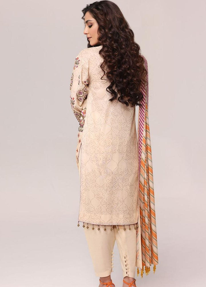 Al Karam Embroidered Lawn Suits Unstitched 3 Piece AK22S SS-32.1-22 Cream - Summer Collection