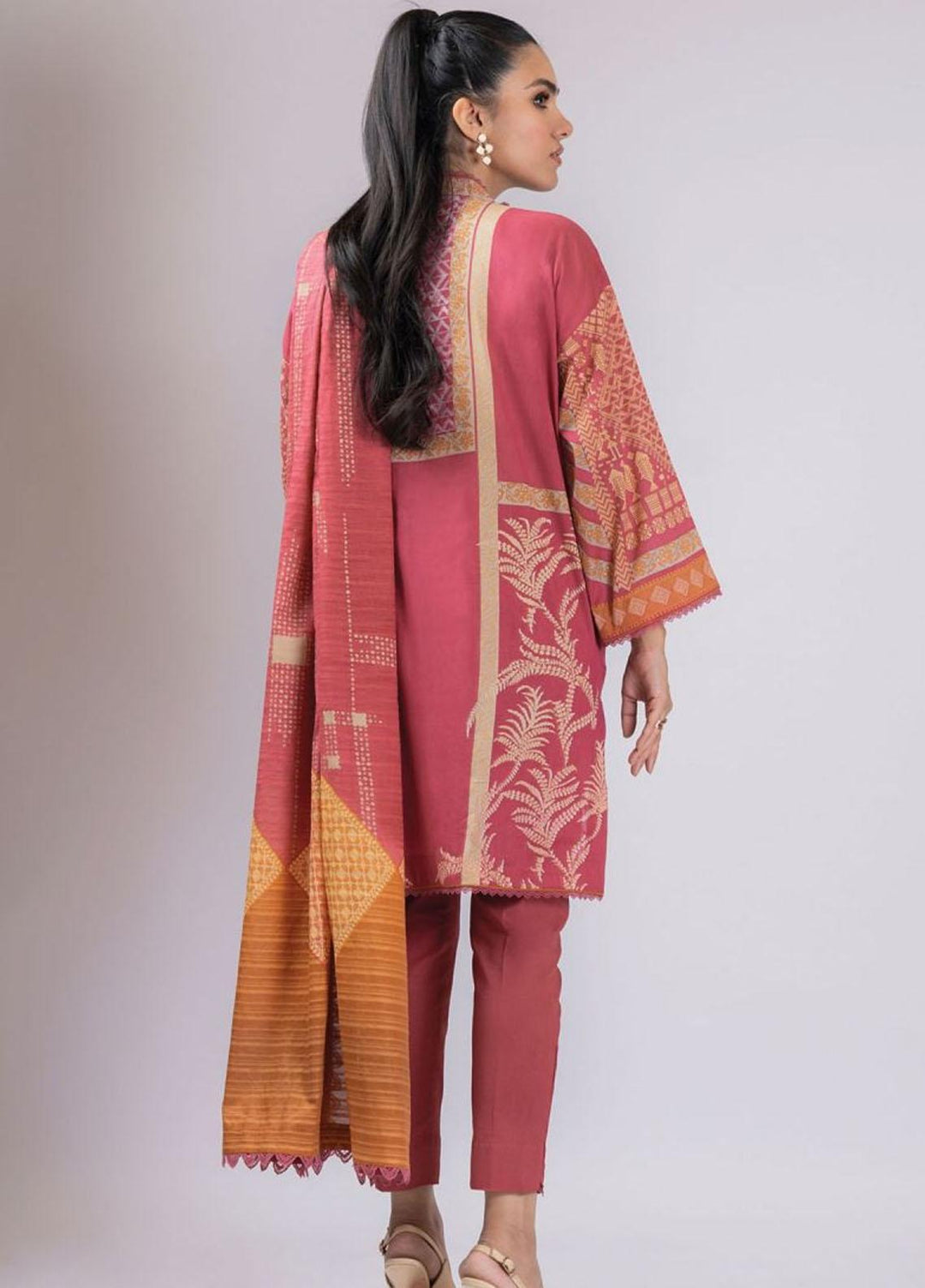 Al Karam Printed Lawn Suits Unstitched 3 Piece AK22S SS-33-22 Coral - Summer Collection