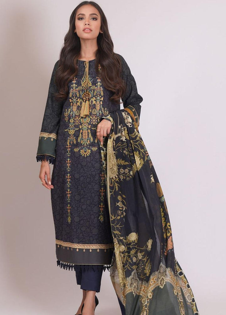 Al Karam Embroidered Lawn Suits Unstitched 3 Piece AK22S SS-33.1-22 Black - Summer Collection