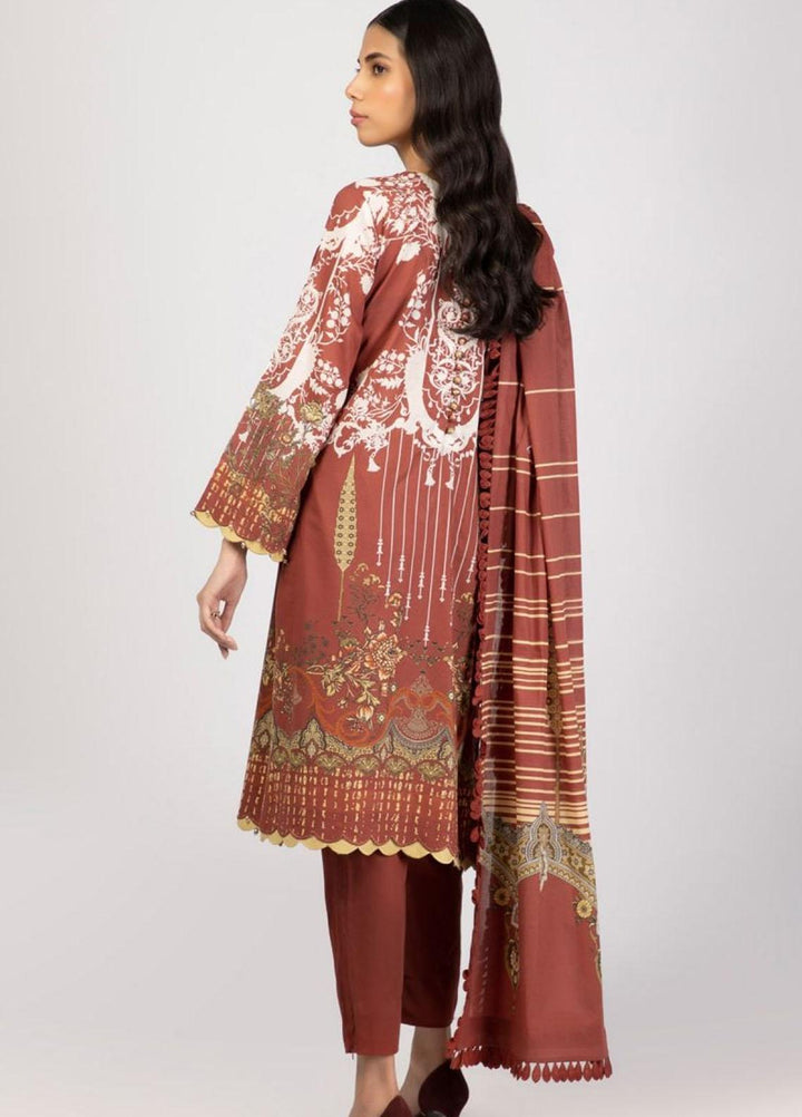 Al Karam Embroidered Lawn Suits Unstitched 3 Piece AK22S SS-34.1-22 Rust - Summer Collection
