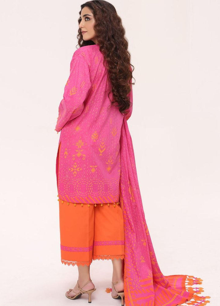 Al Karam Printed Lawn Suits Unstitched 3 Piece AK22S SS-35.1-22 Pink - Summer Collection