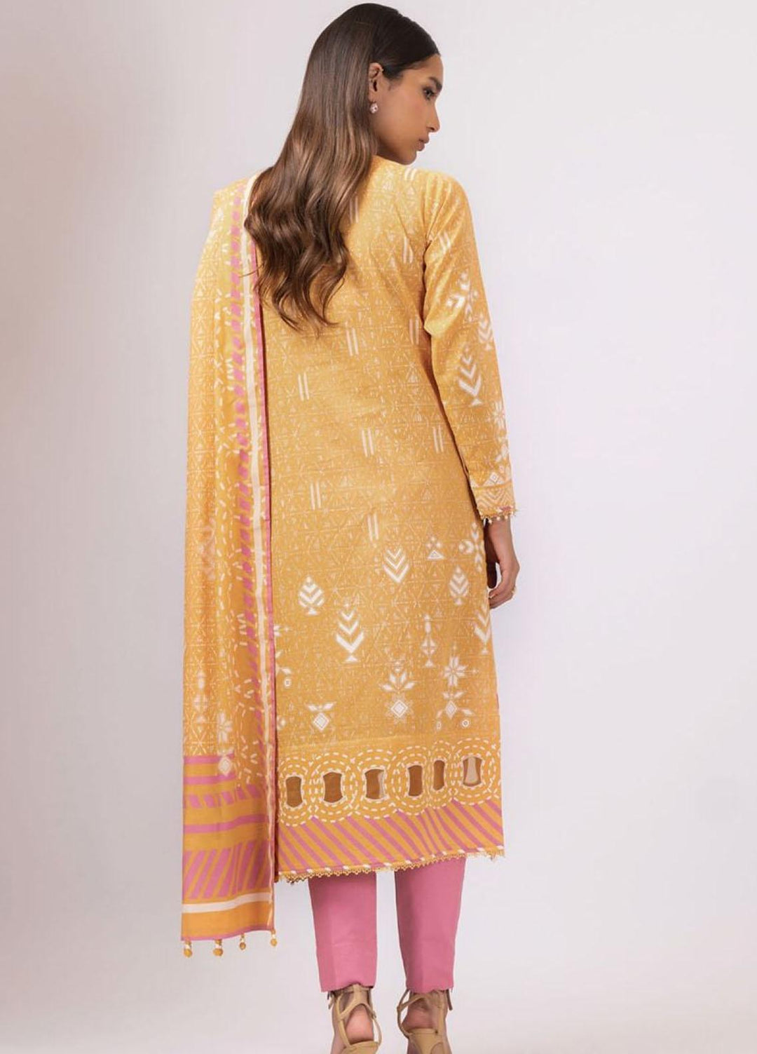 Al Karam Printed Lawn Suits Unstitched 3 Piece AK22S SS-35.1-22 Yellow - Summer Collection