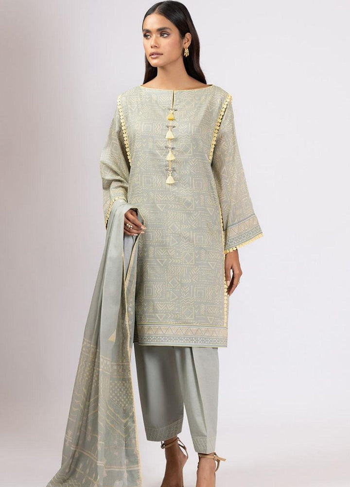 Al Karam Printed Lawn Suits Unstitched 3 Piece AK22S SS-36.1-22 Grey - Summer Collection
