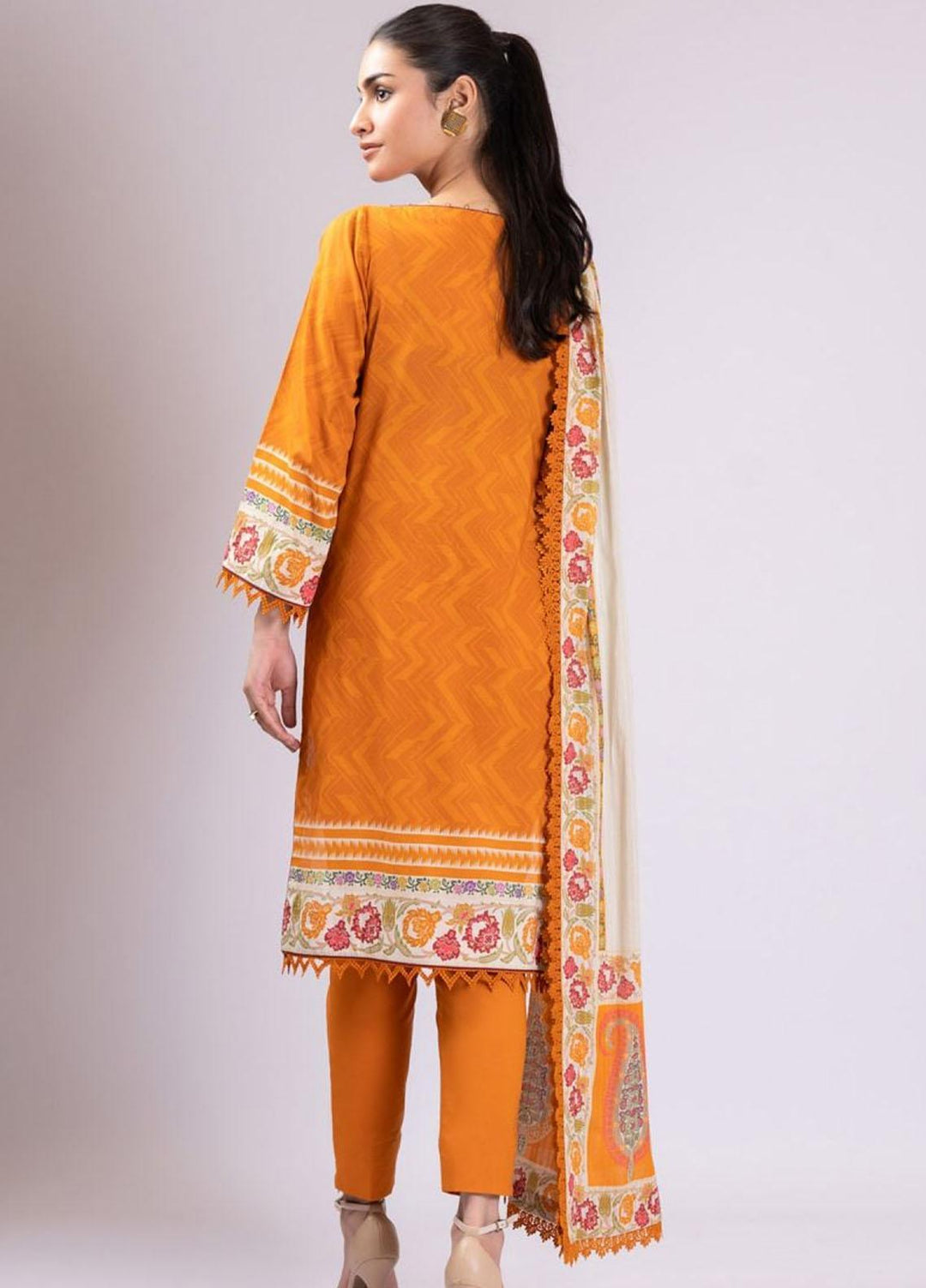 Al Karam Embroidered Lawn Suits Unstitched 2 Piece AK22S SS-37-22 Mustard - Summer Collection