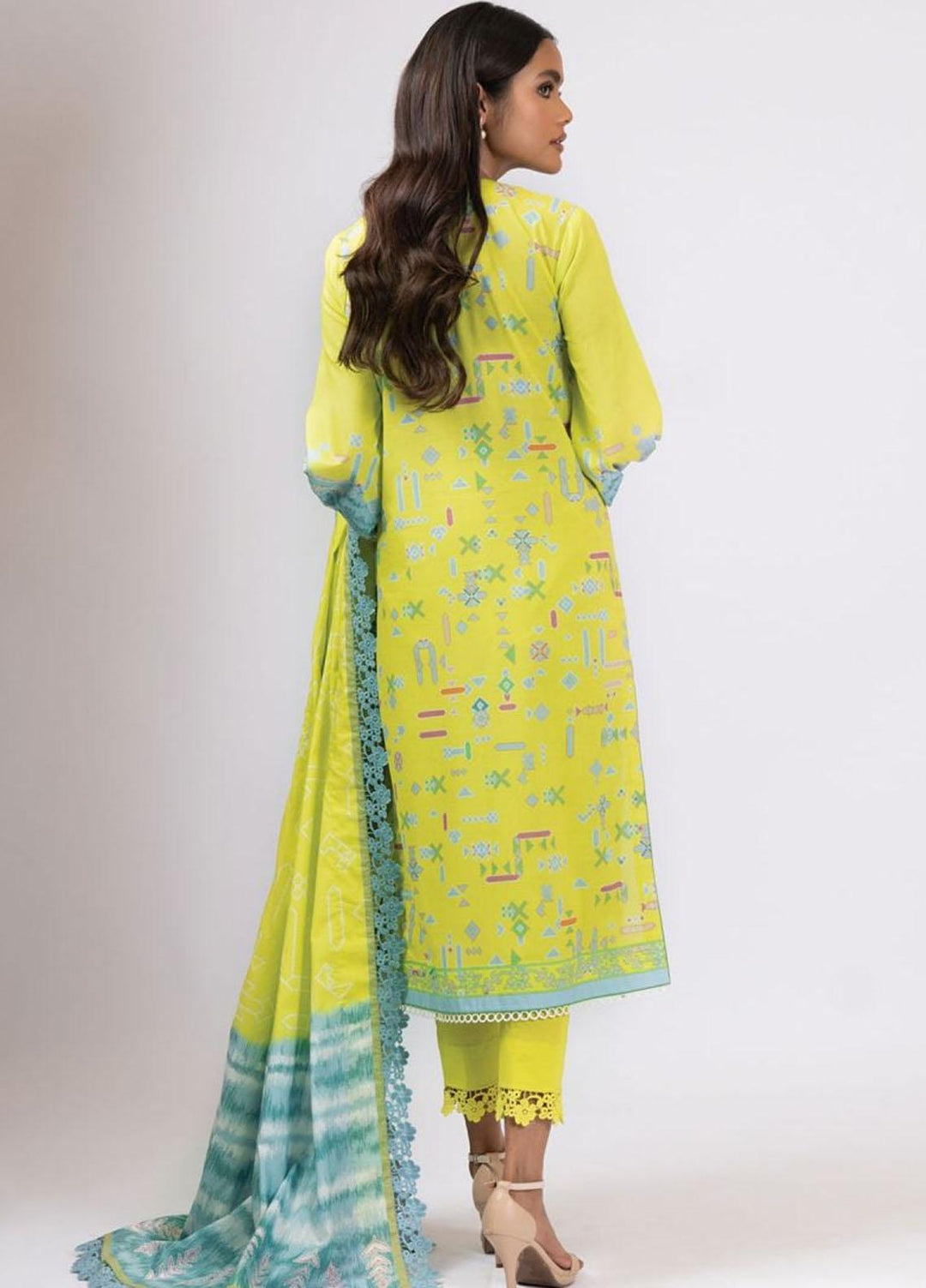 Al Karam Printed Lawn Suits Unstitched 3 Piece AK22S SS-37.1-22 Yellow - Summer Collection
