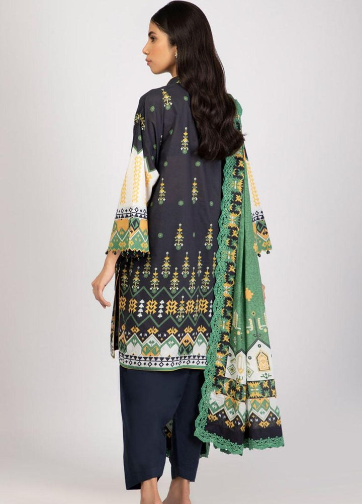 Al Karam Printed Lawn Suits Unstitched 3 Piece AK22S SS-38.1-22 Black - Summer Collection