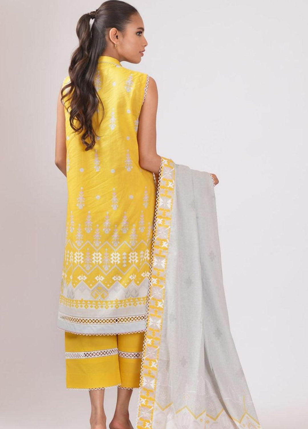 Al Karam Printed Lawn Suits Unstitched 3 Piece AK22S SS-38.1-22 Yellow - Summer Collection