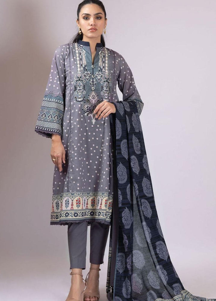 Al Karam Embroidered Lawn Suits Unstitched 2 Piece AK22S SS-39-22 Grey - Summer Collection