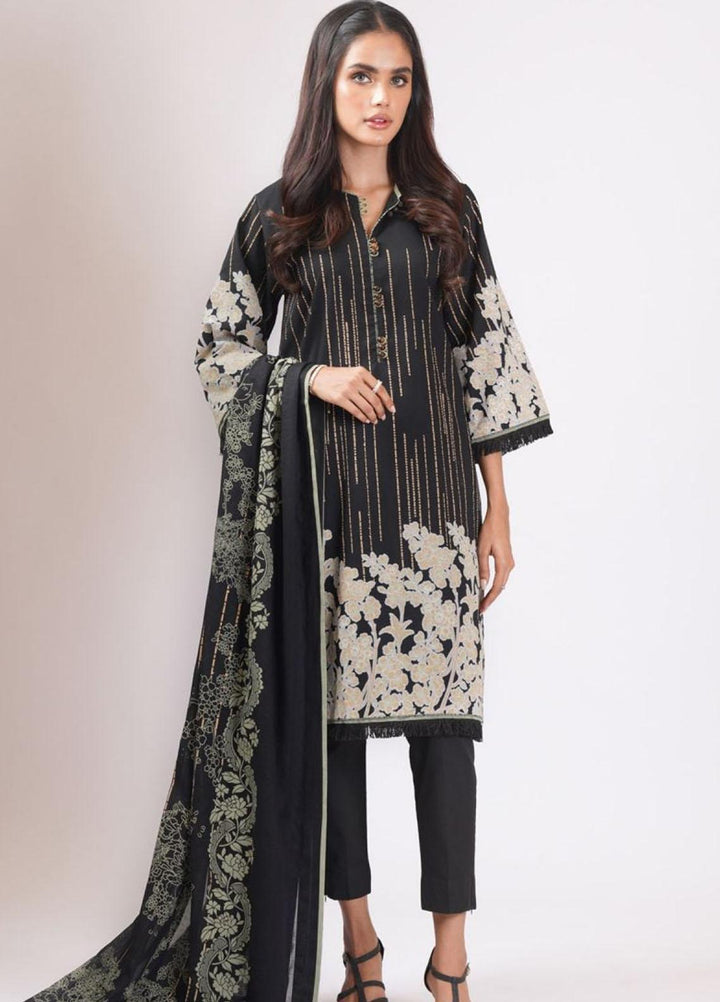 Al Karam Printed Lawn Suits Unstitched 3 Piece AK22S SS-39.1-22 Black - Summer Collection