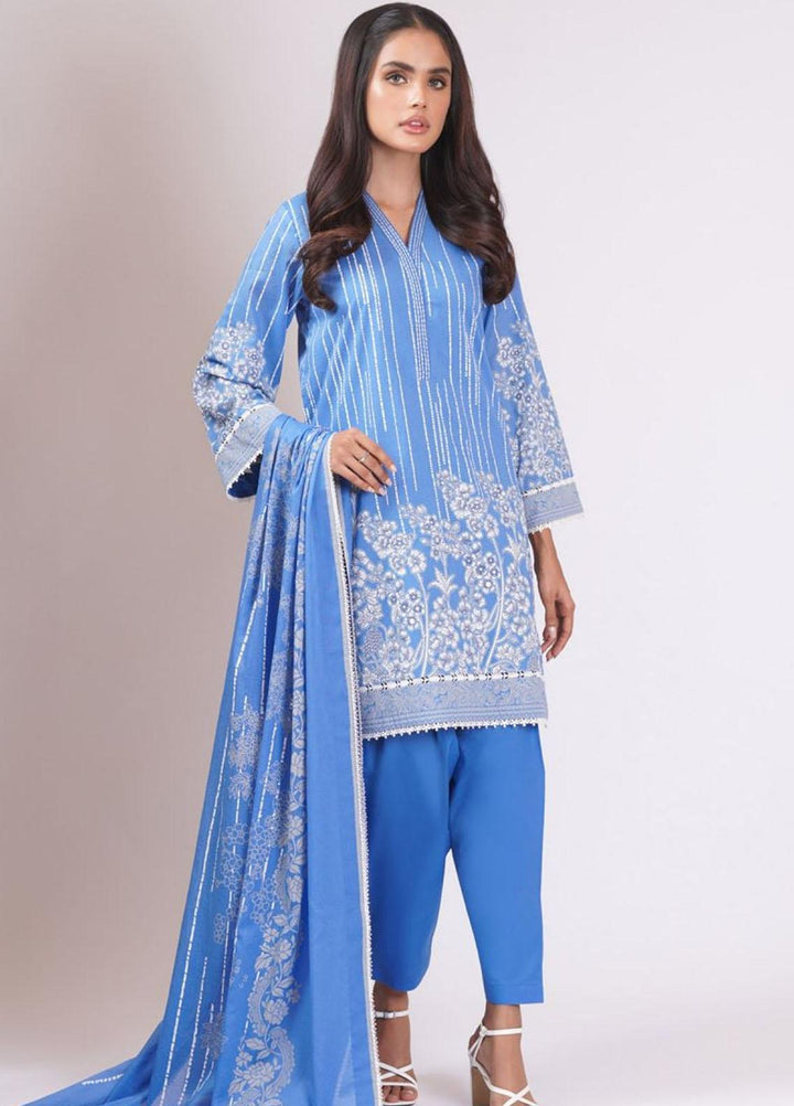 Al Karam Printed Lawn Suits Unstitched 3 Piece AK22S SS-39.1-22 Blue - Summer Collection