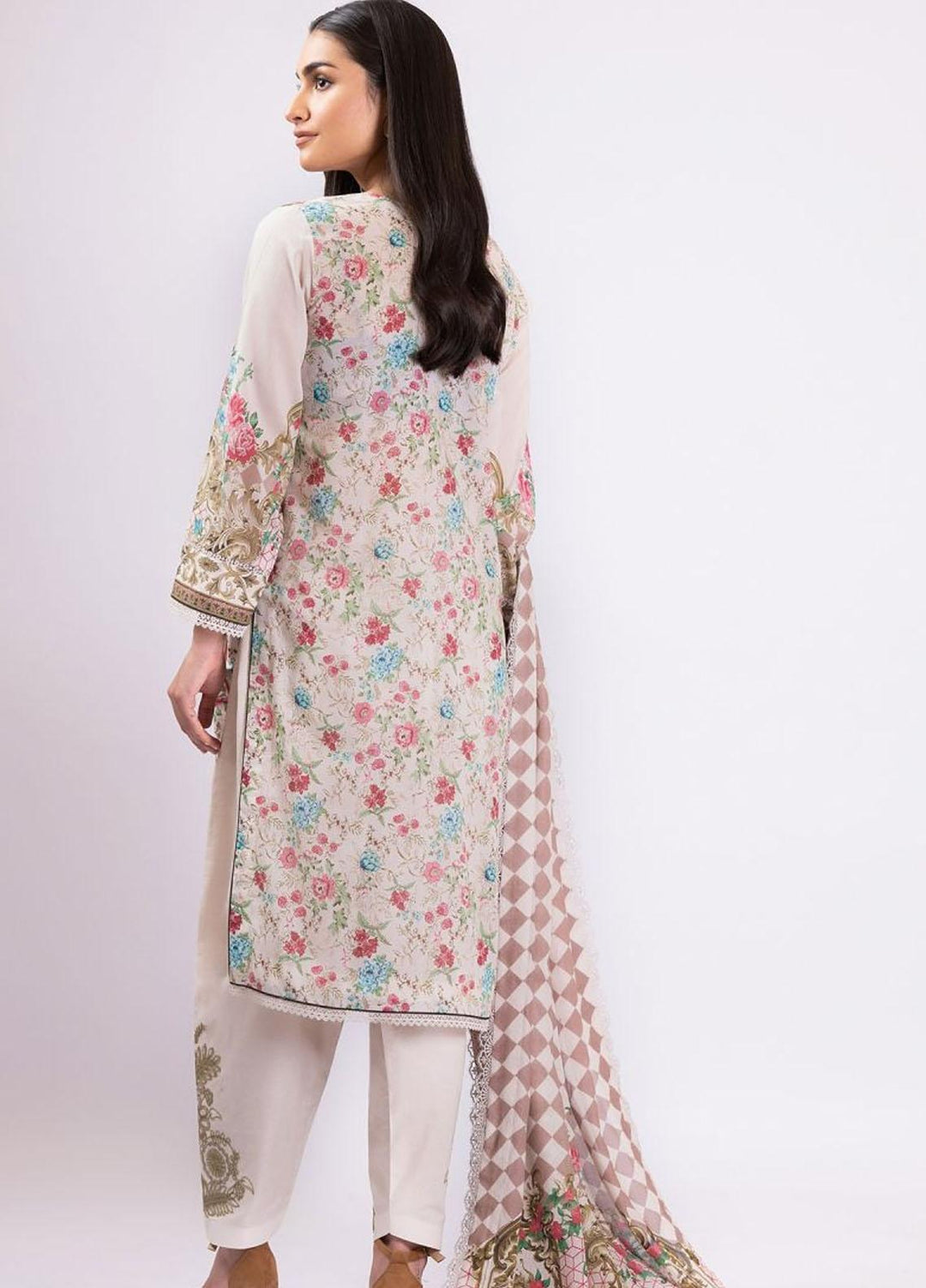 Al Karam Embroidered Lawn Suits Unstitched 3 Piece AK22S SS-4.1-22 Cream - Summer Collection