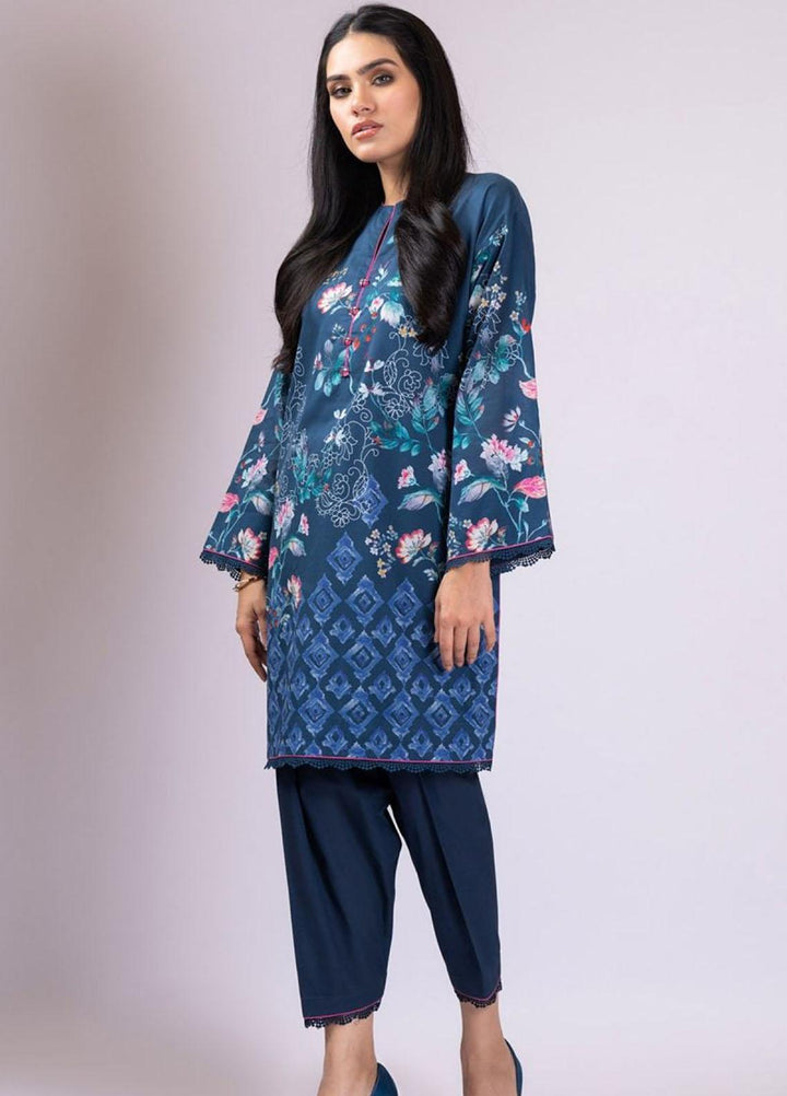 Al Karam Printed Lawn Suits Unstitched 2 Piece AK22S SS-41.1-22 Brown - Summer Collection