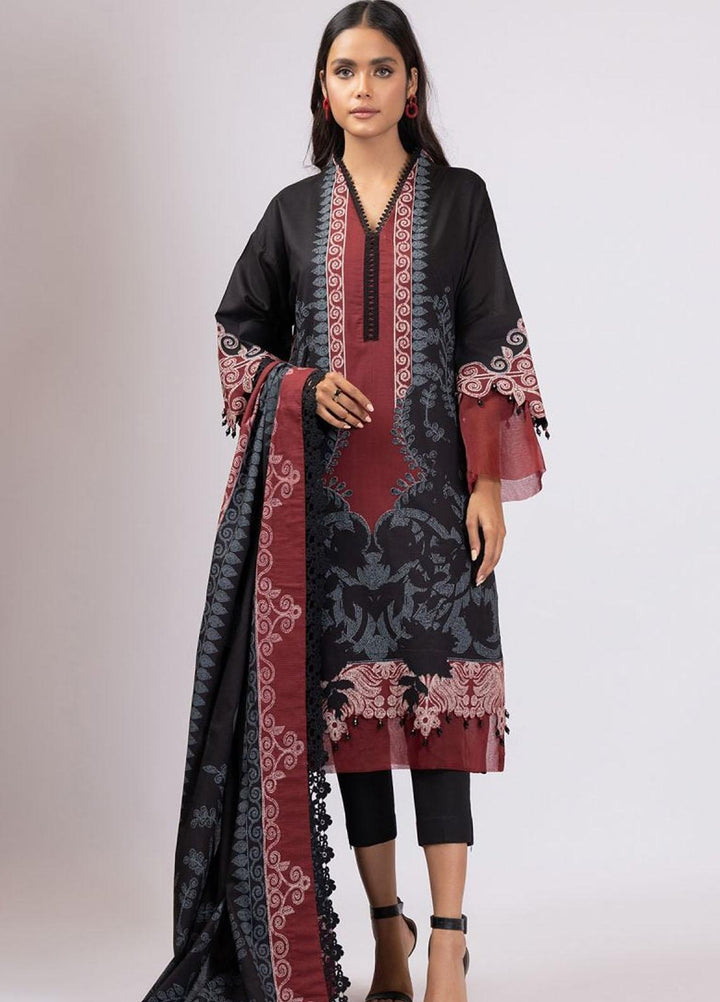 Al Karam Printed Lawn Suits Unstitched 2 Piece AK22S SS-42-22 Black - Summer Collection