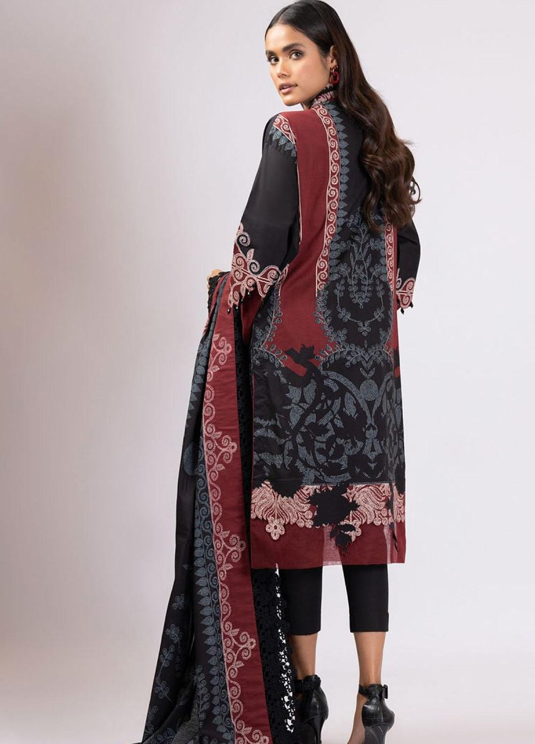 Al Karam Printed Lawn Suits Unstitched 2 Piece AK22S SS-42-22 Black - Summer Collection