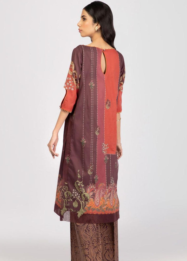 Al Karam Printed Lawn Suits Unstitched 2 Piece AK22S SS-42.1-22 Maroon - Summer Collection