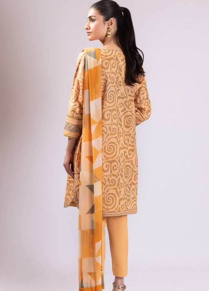 Al Karam Printed Lawn Suits Unstitched 2 Piece AK22S SS-43-22 Orange - Summer Collection