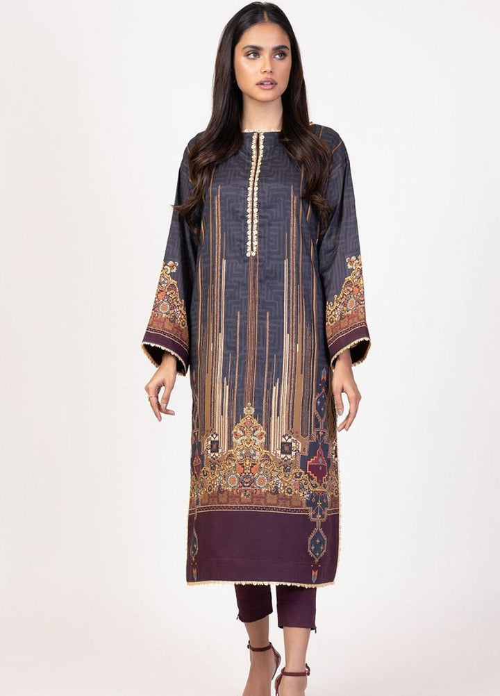 Al Karam Printed Lawn Suits Unstitched 2 Piece AK22S SS-43.1-22 Charcoal - Summer Collection