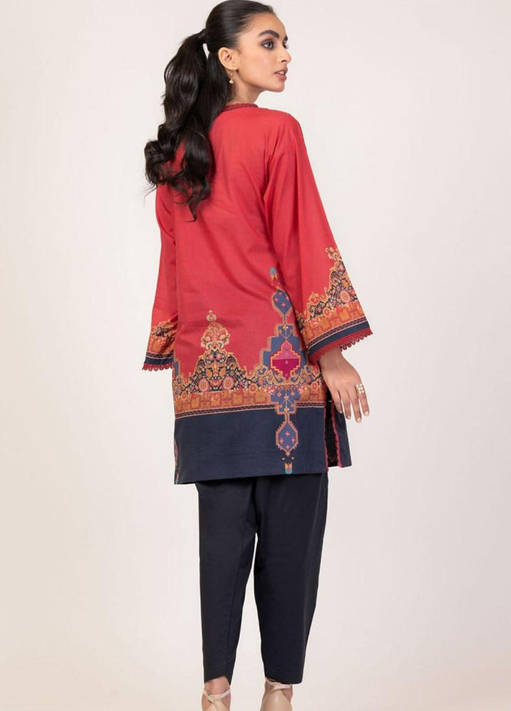 Al Karam Printed Lawn Suits Unstitched 2 Piece AK22S SS-43.1-22 Red - Summer Collection