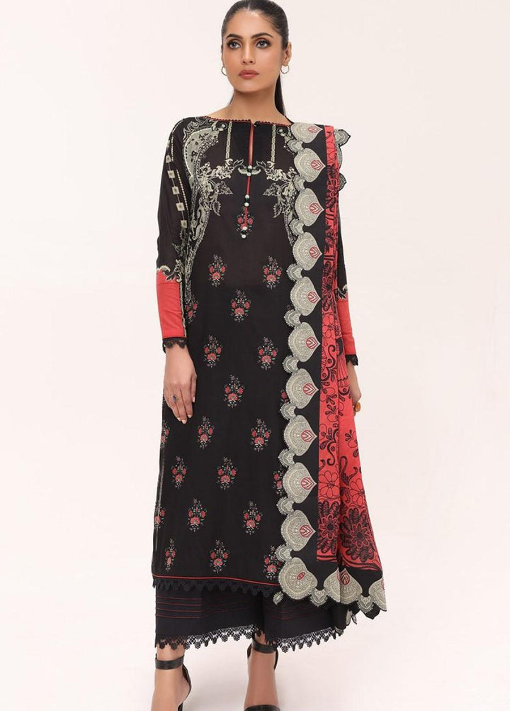 Al Karam Printed Lawn Suits Unstitched 2 Piece AK22S SS-45-22 Black - Summer Collection