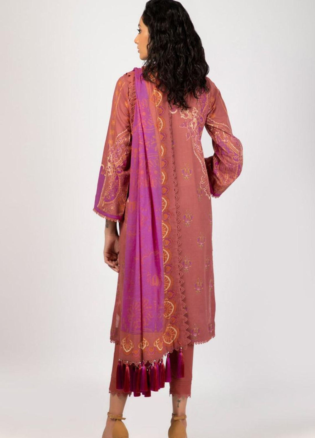 Al Karam Printed Lawn Suits Unstitched 2 Piece AK22S SS-45-22 Rust - Summer Collection