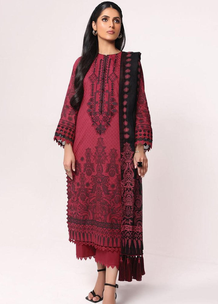 Al Karam Embroidered Lawn Suits Unstitched 2 Piece AK22S SS-49.1-22 Maroon - Summer Collection