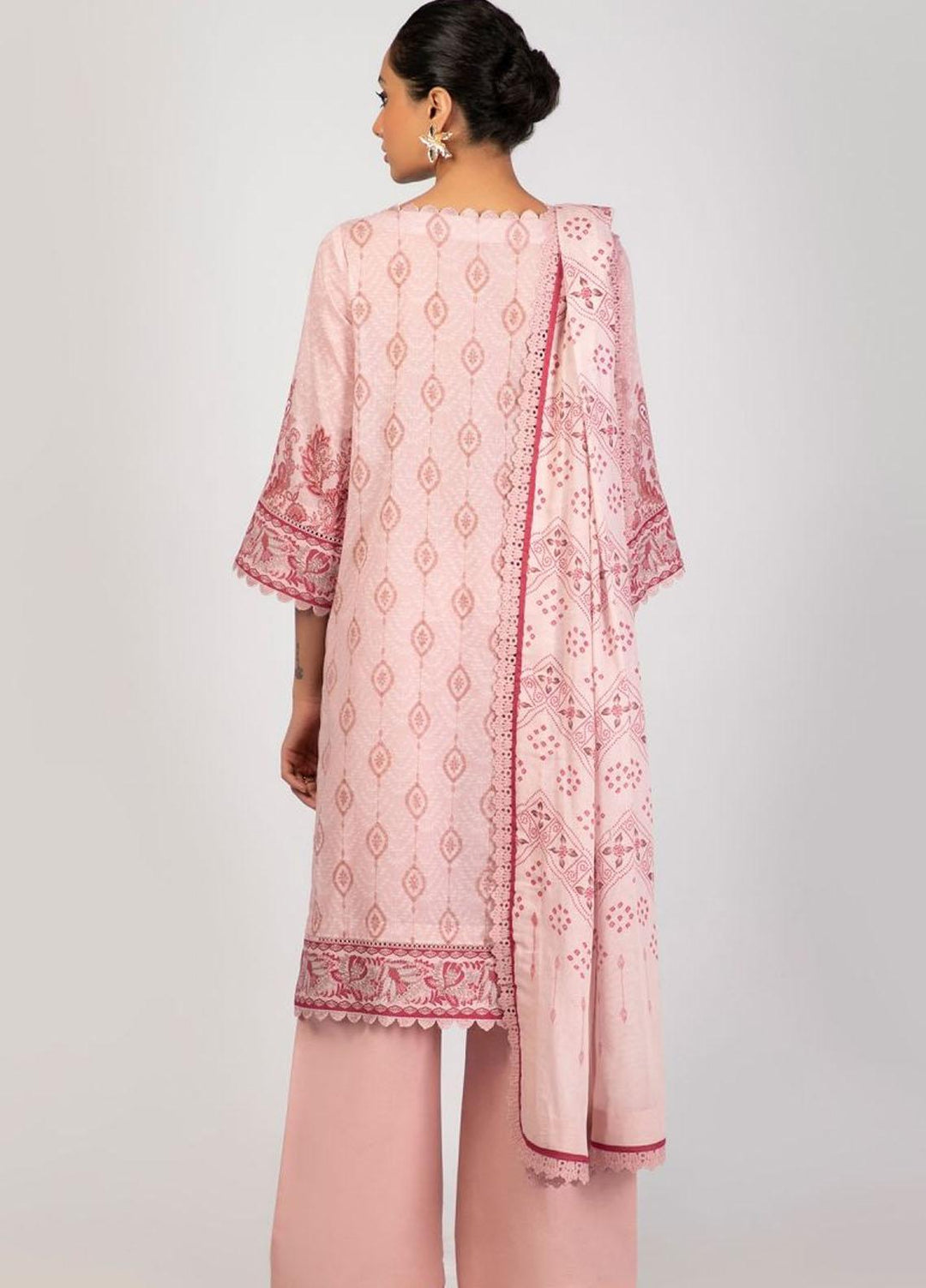 Al Karam Printed Lawn Suits Unstitched 3 Piece AK22S SS-5.1-22 Pink - Summer Collection
