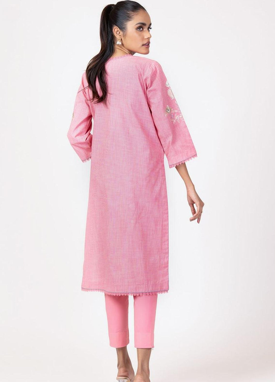 Al Karam Embroidered Yarn Suits Unstitched 2 Piece AK22S SS-50-22 Pink - Summer Collection