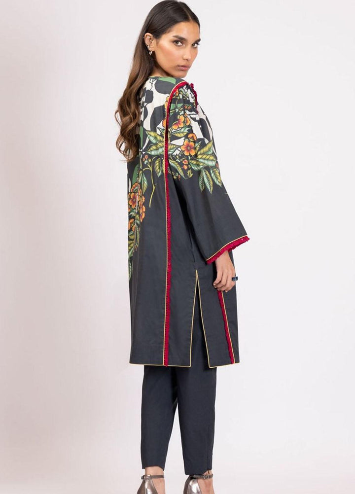 Al Karam Printed Lawn Suits Unstitched 2 Piece AK22S SS-51-22 Black - Summer Collection