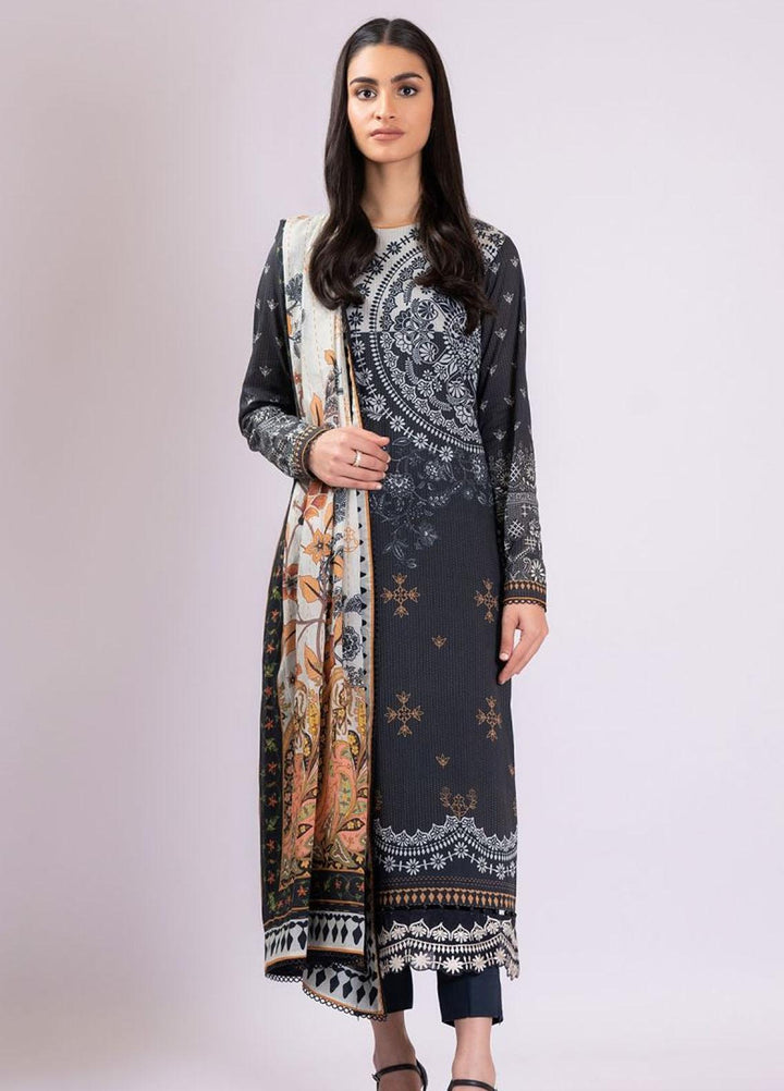 Al Karam Embroidered Lawn Suits Unstitched 2 Piece AK22S SS-51.1-22 Black - Summer Collection