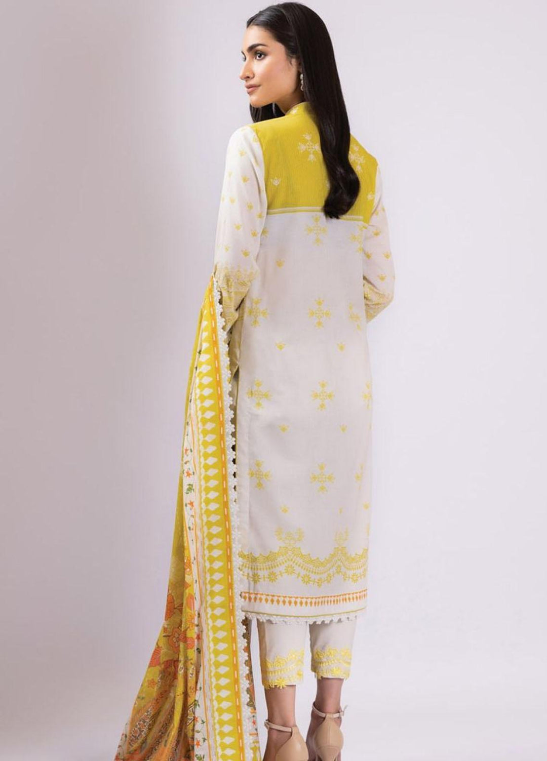 Al Karam Embroidered Lawn Suits Unstitched 2 Piece AK22S SS-51.1-22 Yellow - Summer Collection