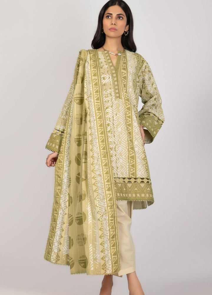 Al Karam Printed Lawn Suits Unstitched 2 Piece AK22S SS-52.1-22 Green - Summer Collection