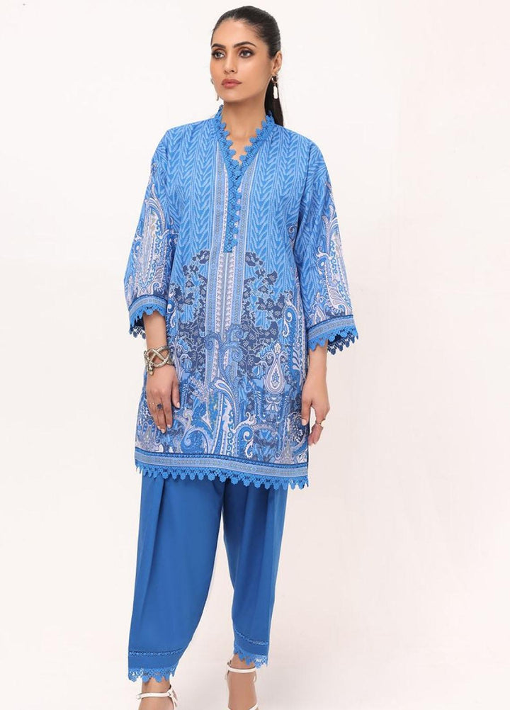 Al Karam Printed Lawn Suits Unstitched 2 Piece AK22S SS-53-22 Blue - Summer Collection