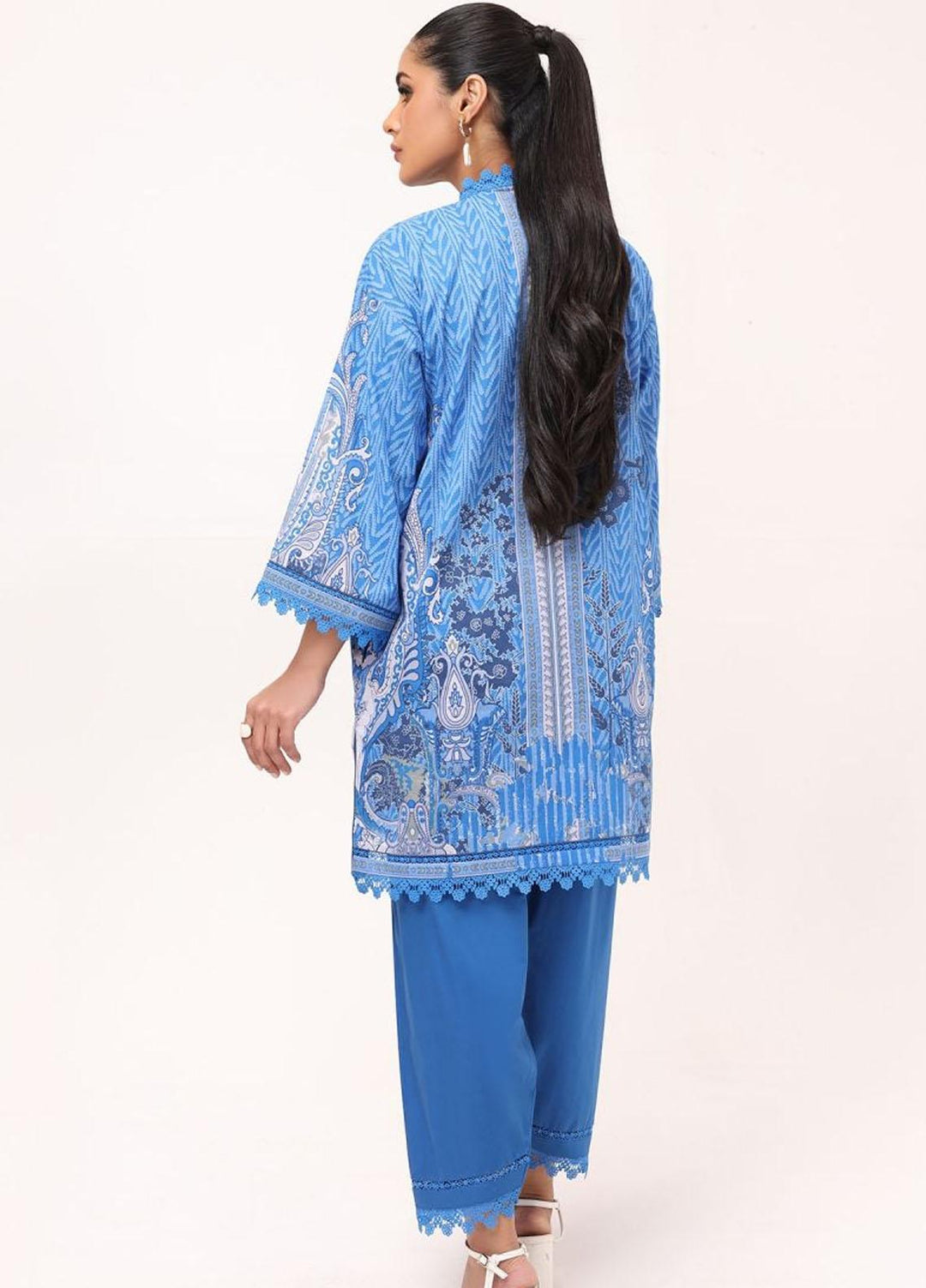 Al Karam Printed Lawn Suits Unstitched 2 Piece AK22S SS-53-22 Blue - Summer Collection