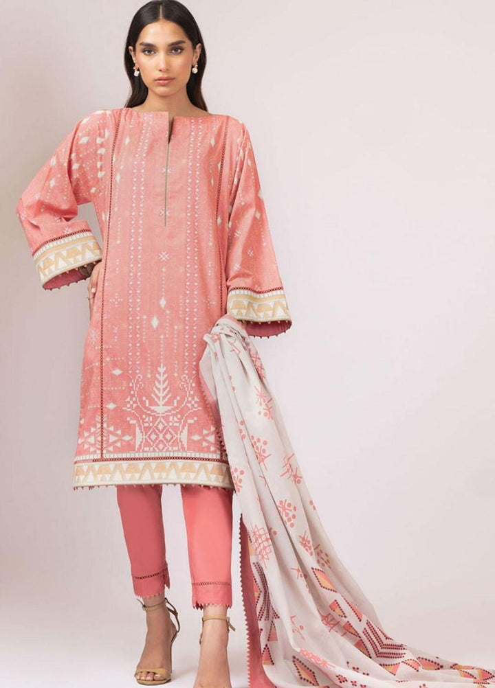 Al Karam Printed Lawn Suits Unstitched 2 Piece AK22S SS-54.1-22 Peach - Summer Collection